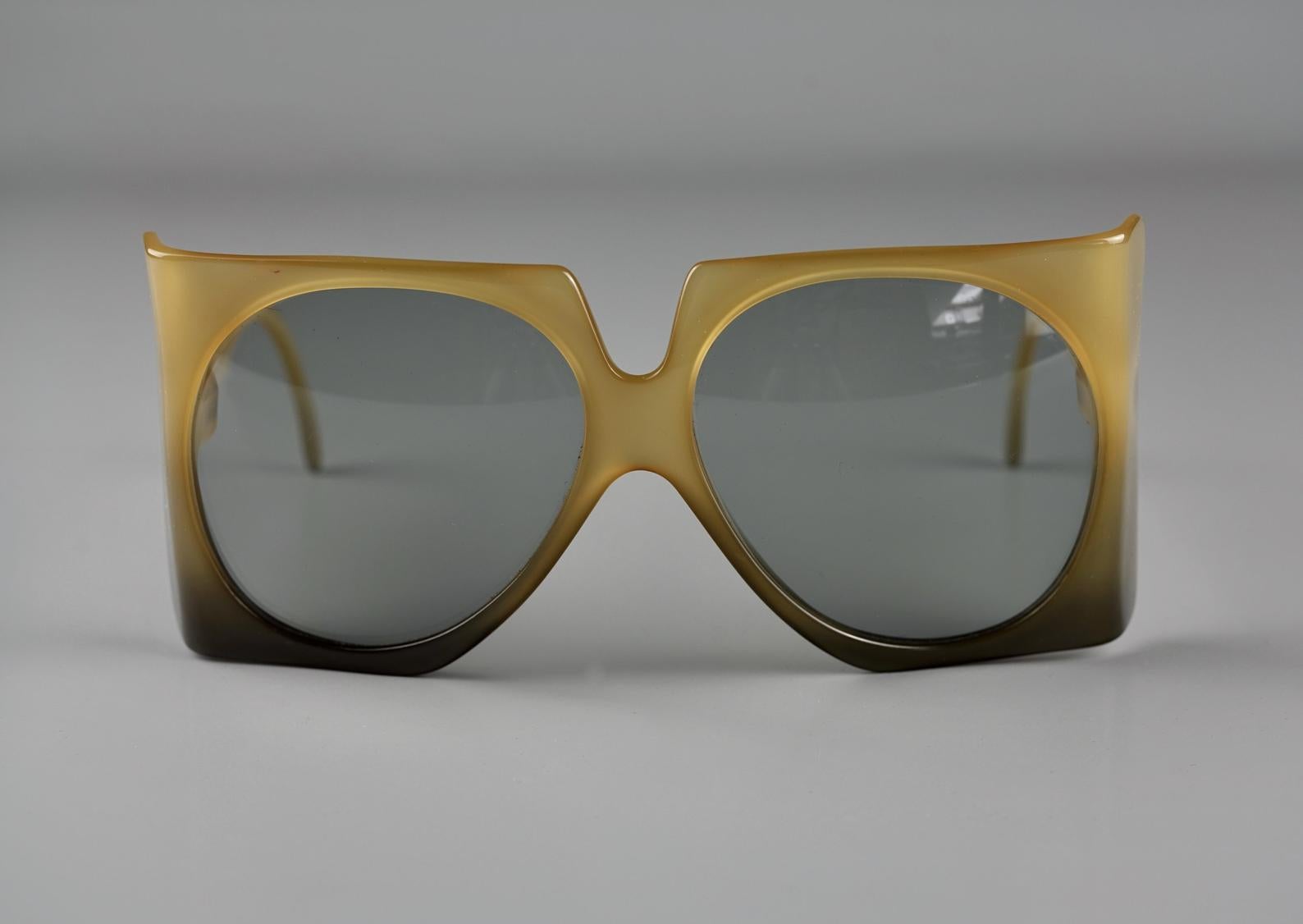 Black Vintage 1970s CHRISTIAN DIOR Oversized Square Space Age Sunglasses