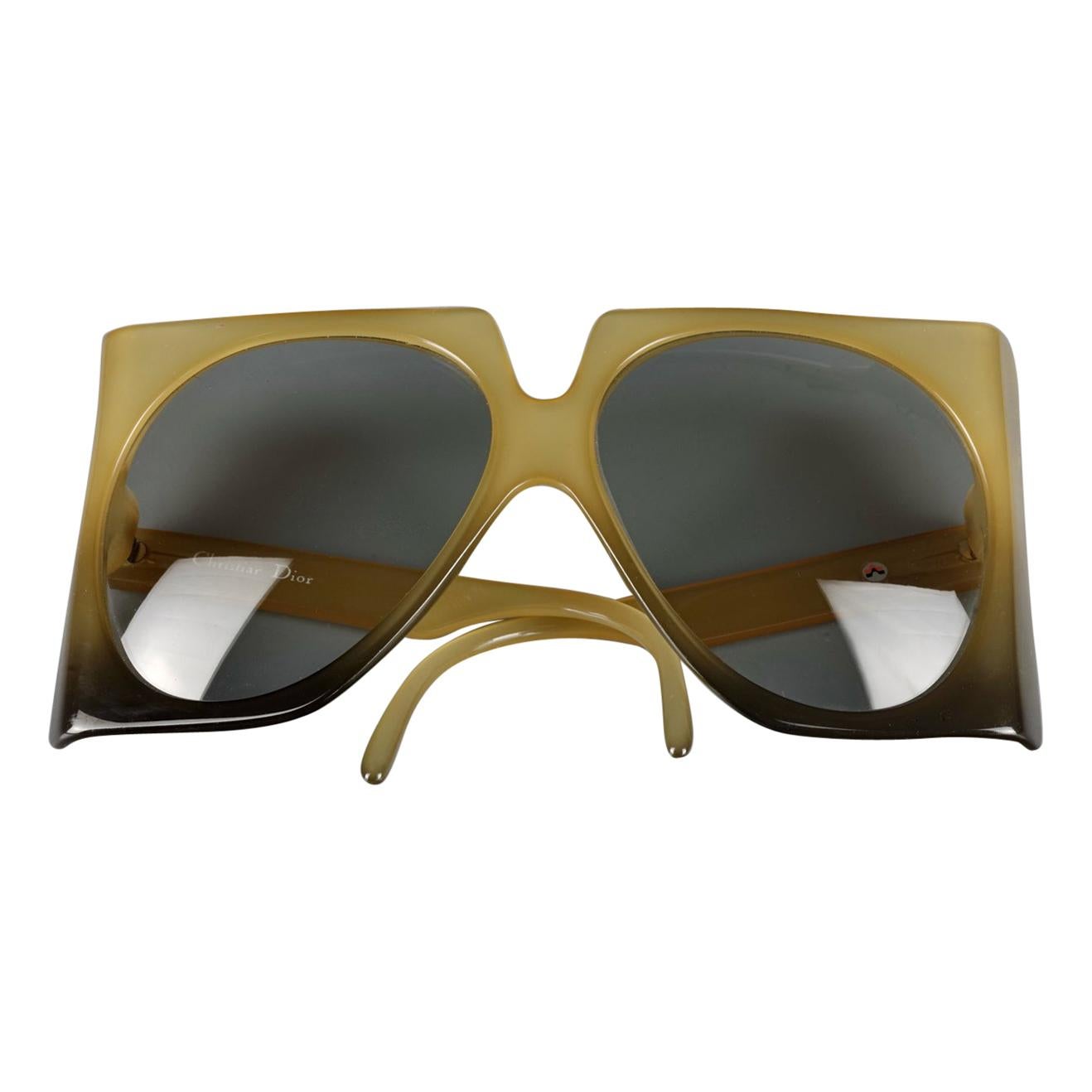 Vintage 1970s CHRISTIAN DIOR Oversized Square Space Age Sunglasses