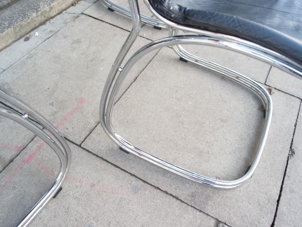 Vintage 1970s Chrome and Leather 'Sabrina' Chair by Gastone Rinaldi for RIMA For Sale 1