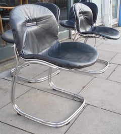 Vintage 1970s Chrome and Leather 'Sabrina' Chair by Gastone Rinaldi for RIMA