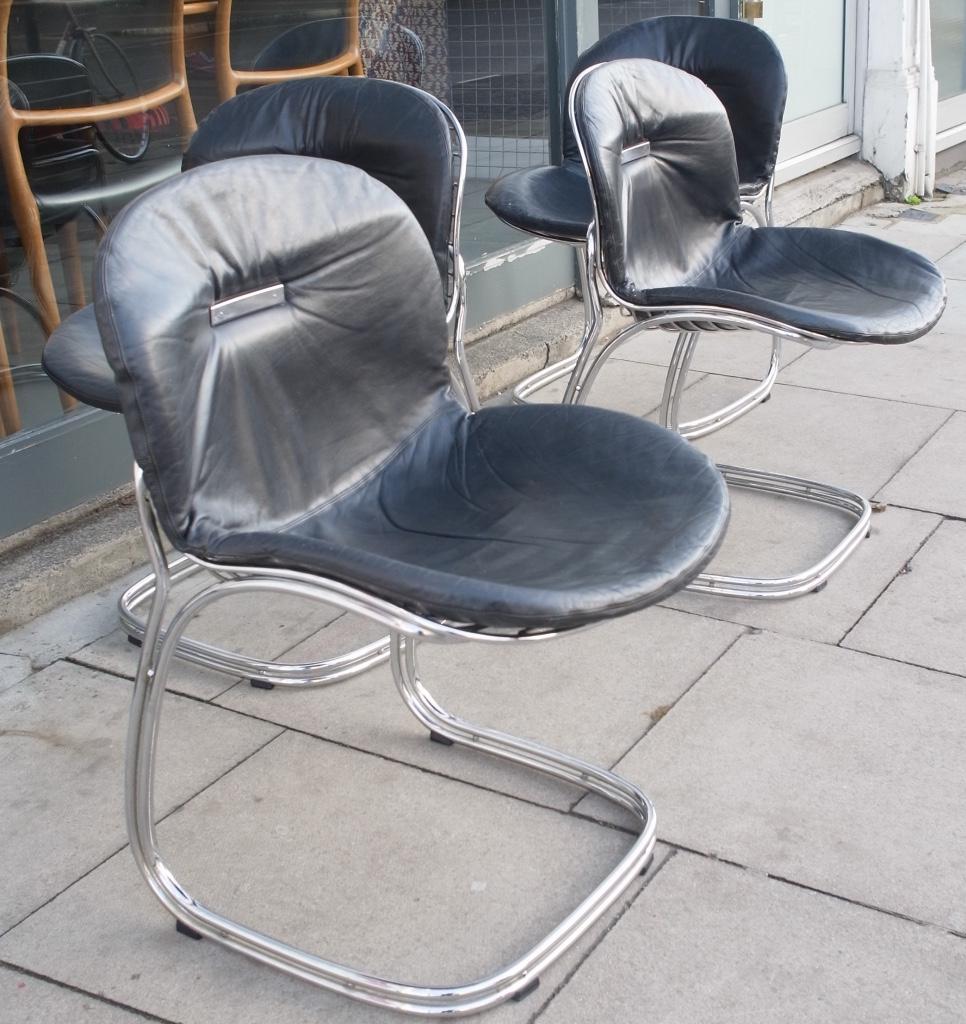 Vintage 1970s Chrome and Leather 'Sabrina' Chair by Gastone Rinaldi for RIMA In Good Condition For Sale In London, GB