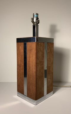 Vintage 1970s Chrome and Suede Lamp by Raymor
