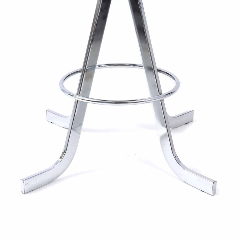 Vintage 1970s Chrome Bar Stools with Splayed Legs For Sale at 1stDibs