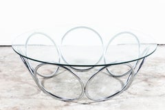 Vintage 1970s Chrome Ring Coffee Table