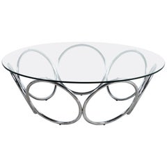 Vintage 1970s Chrome Ring Coffee Table