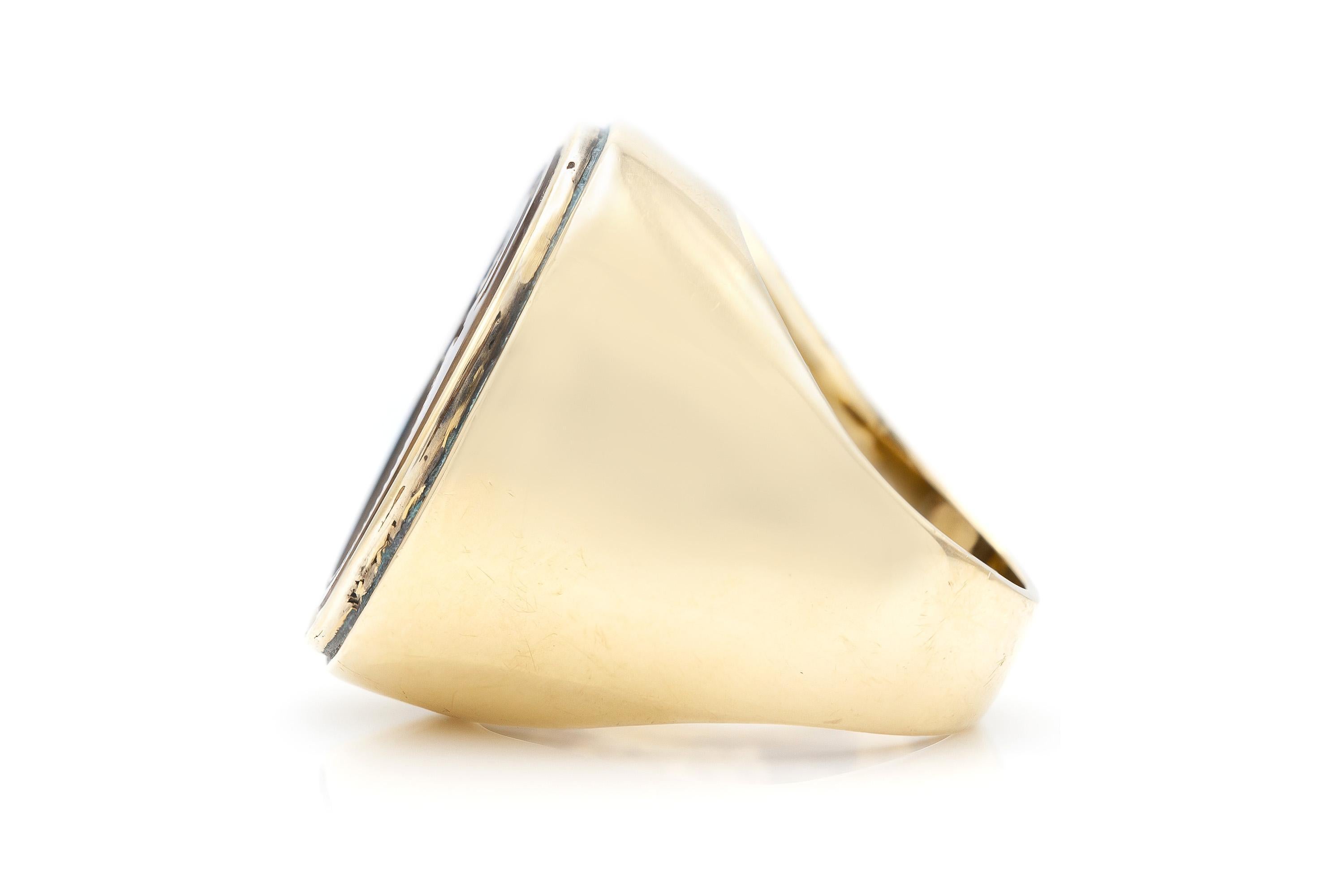 Mixed Cut Vintage 1970s Citrine Intaglio Signet Ring For Sale