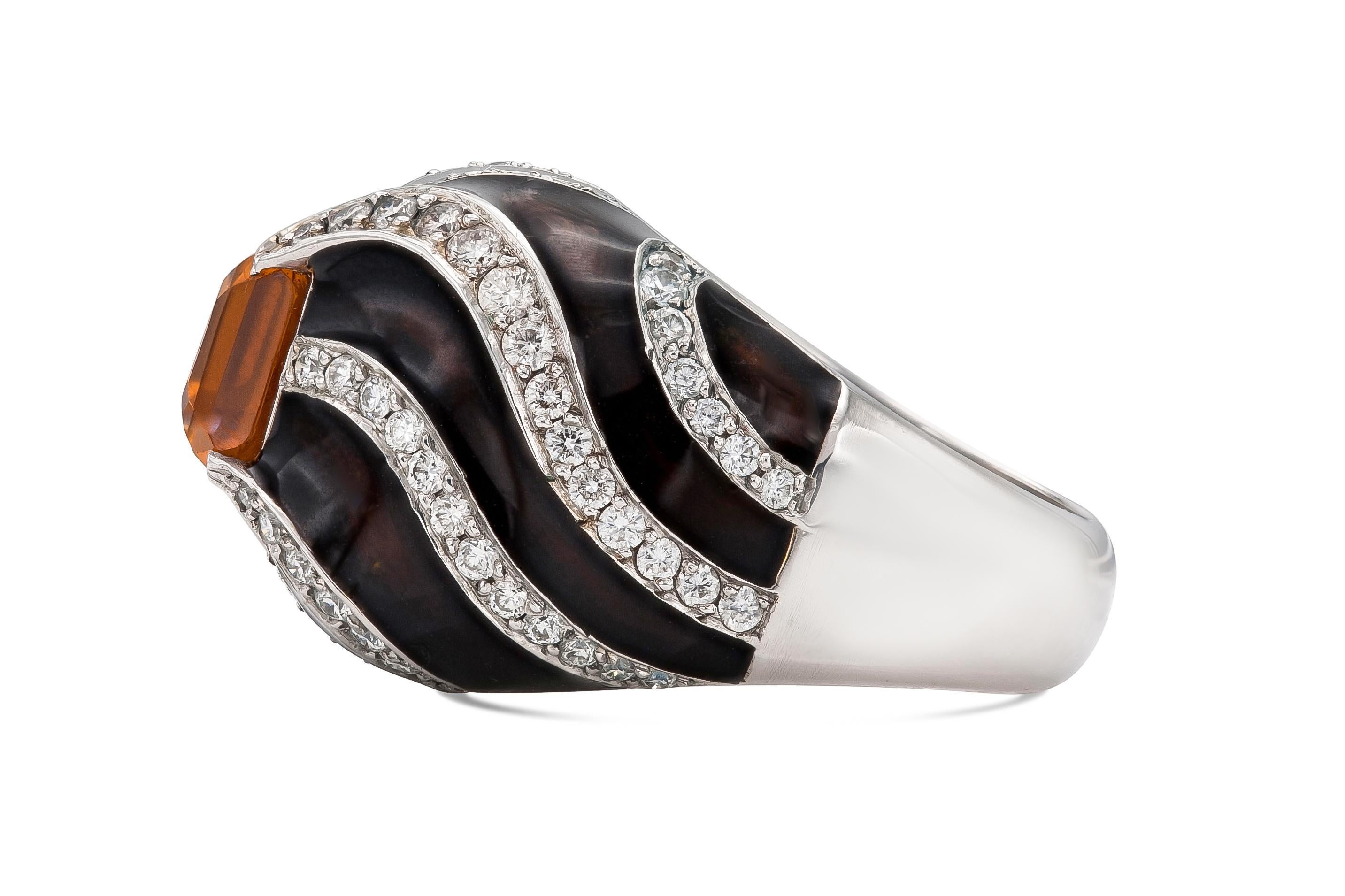 Vintage 1970s Citrin Zebra Ring (Rundschliff) im Angebot