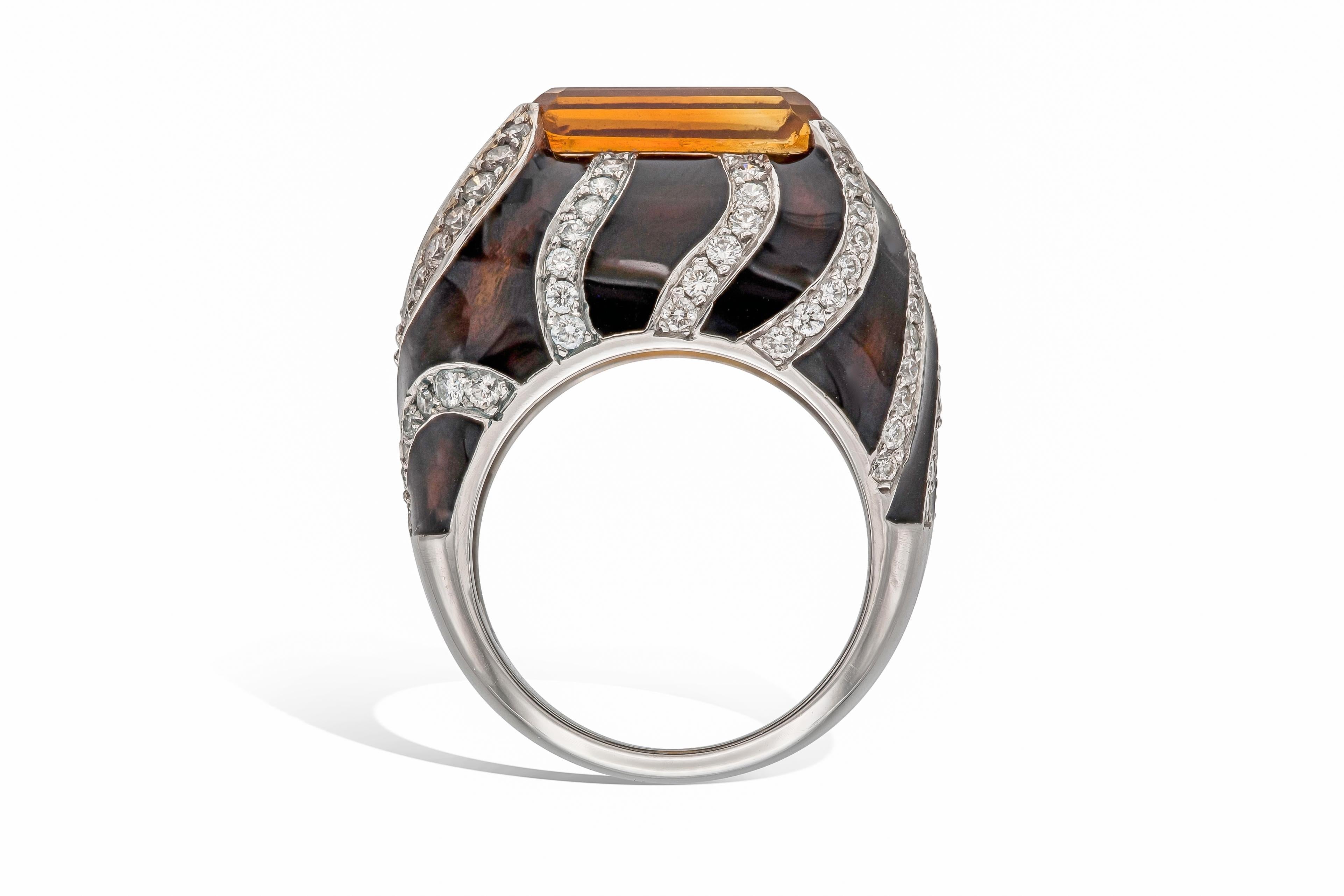 Vintage 1970s Citrin Zebra Ring im Zustand „Gut“ im Angebot in New York, NY