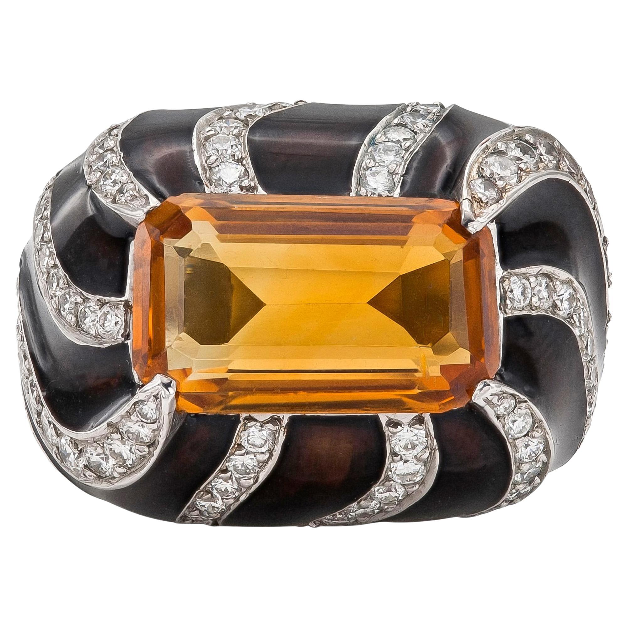 Vintage 1970s Citrin Zebra Ring im Angebot