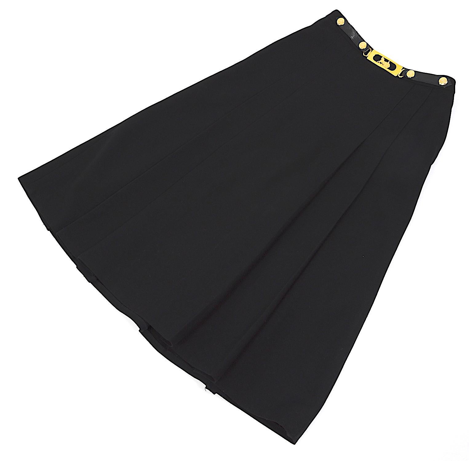 Women's Vintage 1970s classic Céline black high waisted pleated skirt