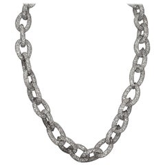 Vintage 1970s Clear Rhinestone Chain Link Necklace