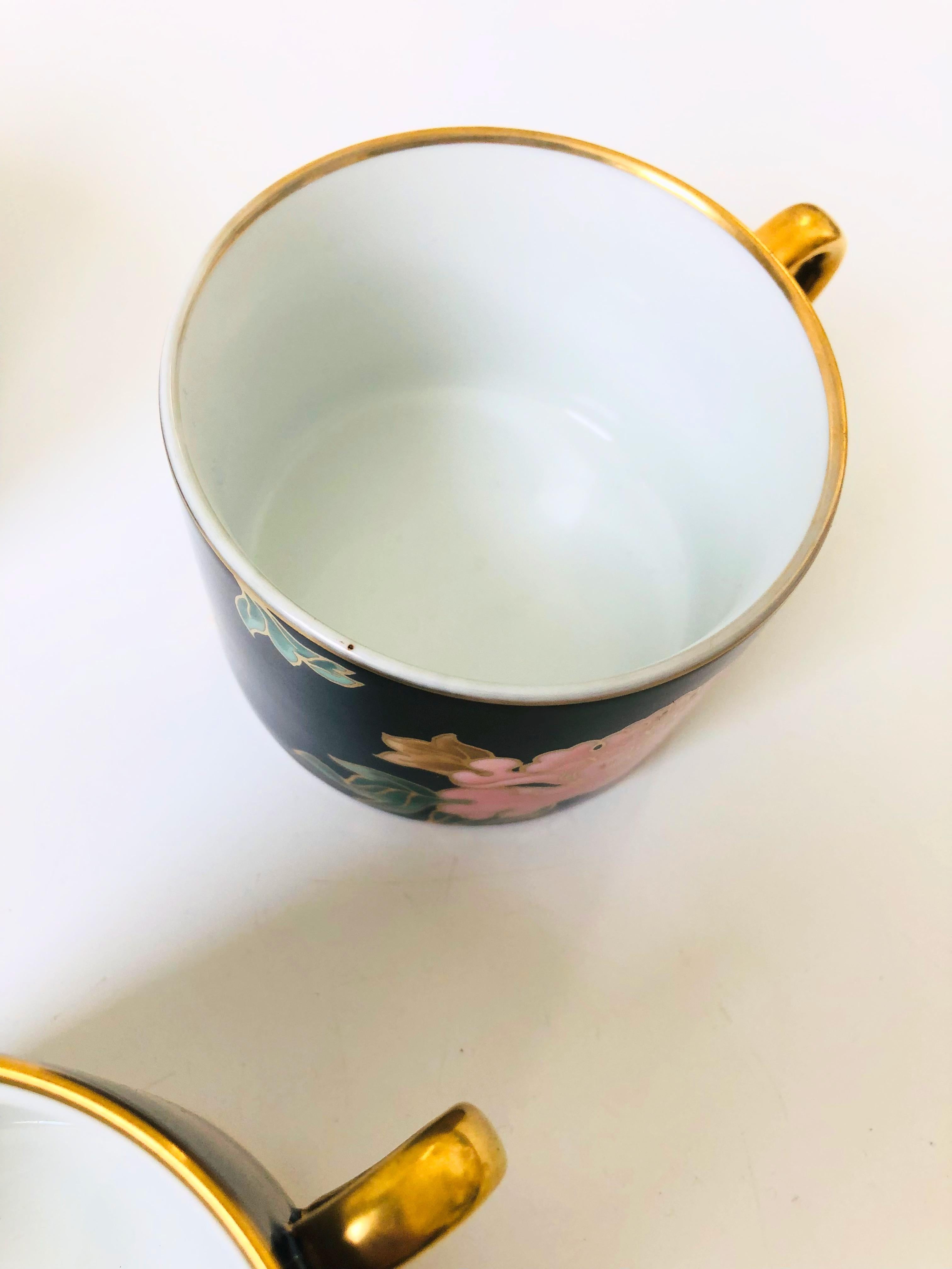 fitz and floyd cloisonne peony black