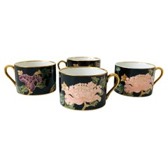 Retro 1970s Cloisonne Peony Mugs by Fitz and Floyd, Set of 4