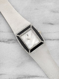 Vintage 1970s Corum 302150 18K WG MoP Onyx Diamond Dial Manual 29 mm