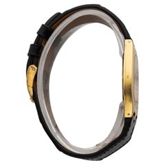 Vintage 1970s Corum 55522 18K Yellow Gold Manual Wind Onyx and Coral Dial 30x34m