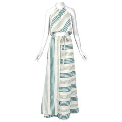 Vintage 1970s cotton bohemian style wrap skirt and top set