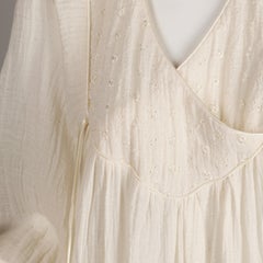 Vintage 1970s Cotton Gauze Dress in Off White