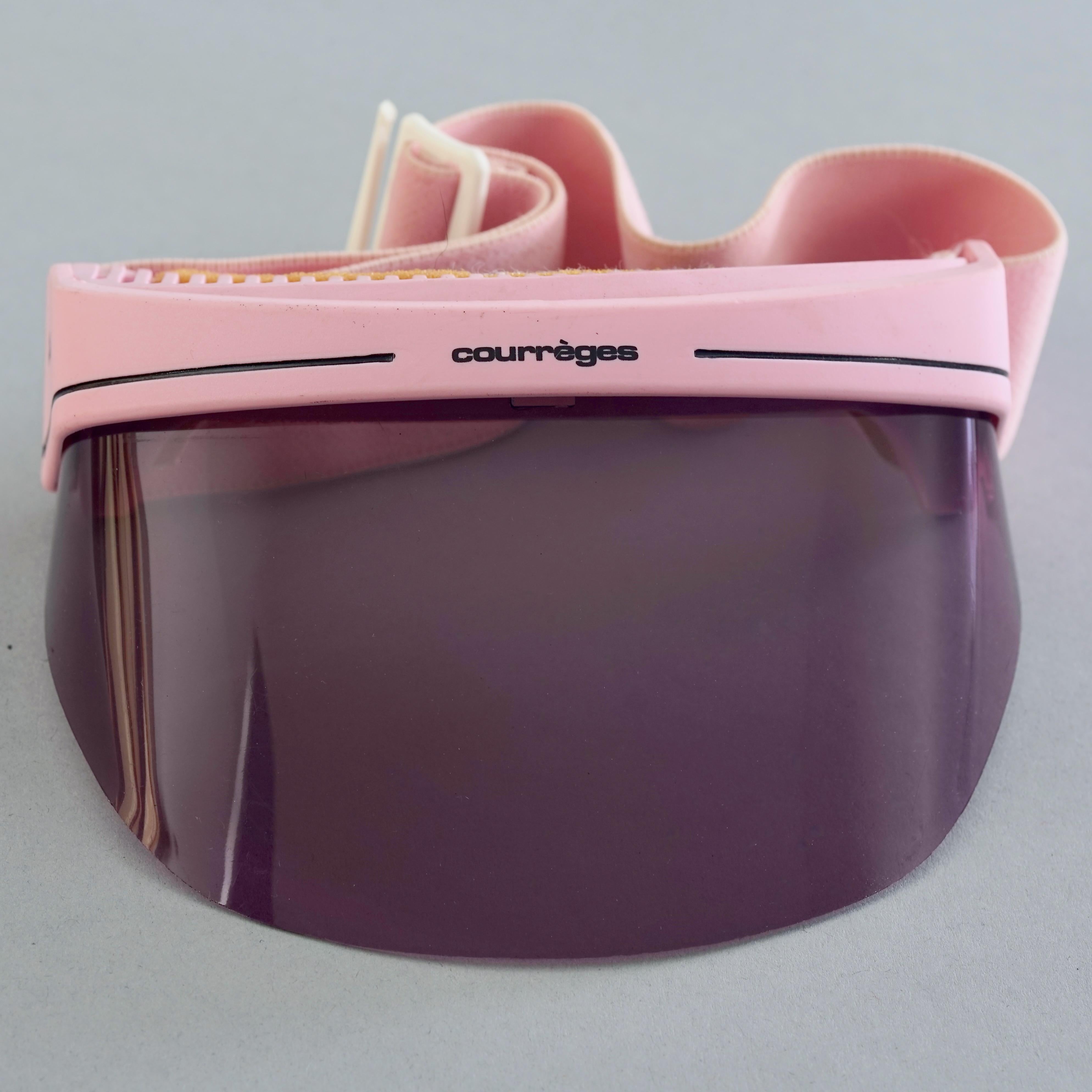 Women's or Men's Vintage 1970s COURREGES Logo Mod Ski Goggles Visor Pink Sunglasses For Sale
