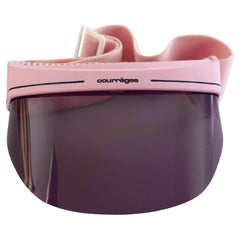 Vintage 1970s COURREGES Logo Mod Ski Goggles Visor Pink Sunglasses