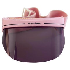 Retro 1970s COURREGES Logo Mod Ski Goggles Visor Pink Sunglasses