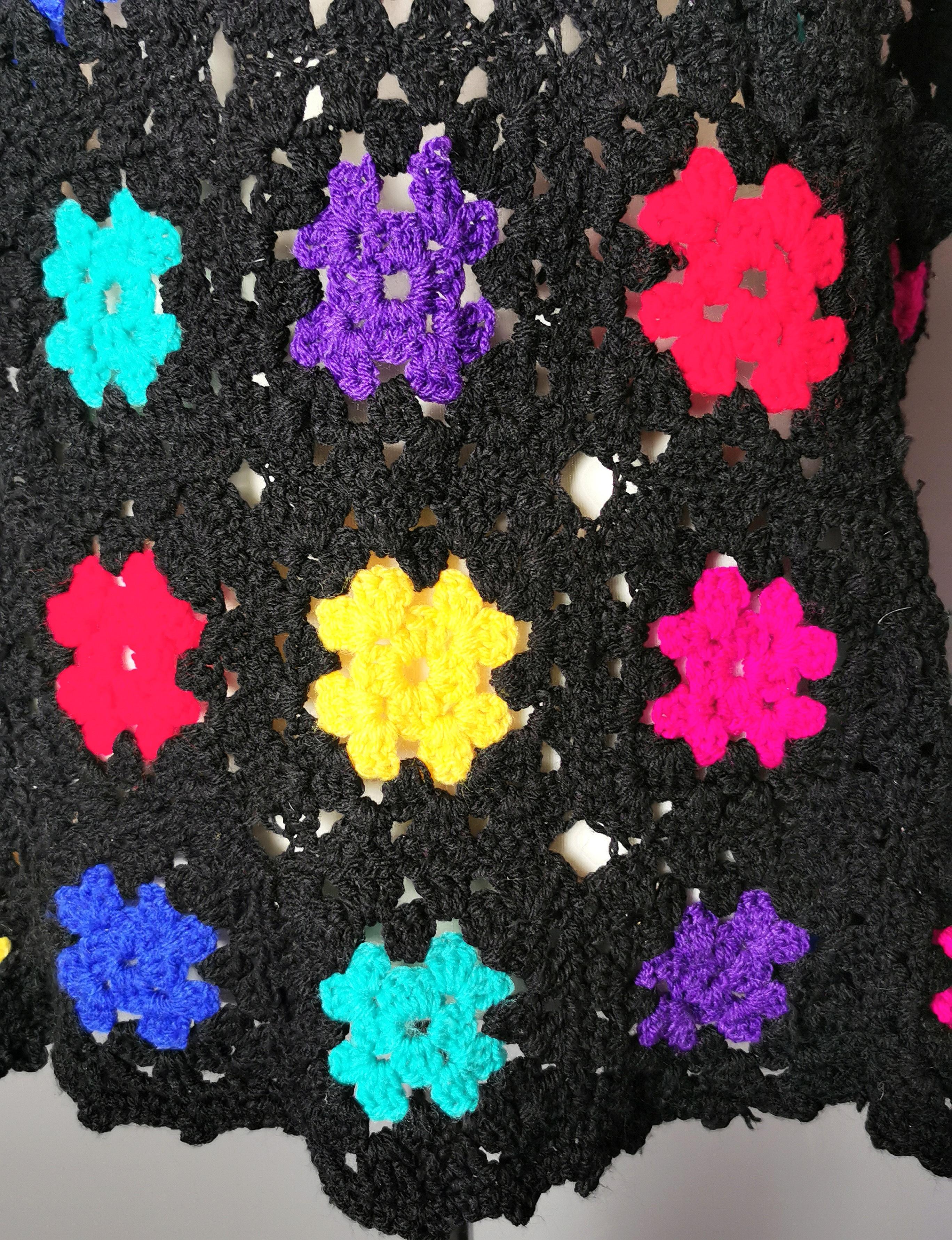 Vintage 1970s crochet waistcoat, vest, Colour pop 2
