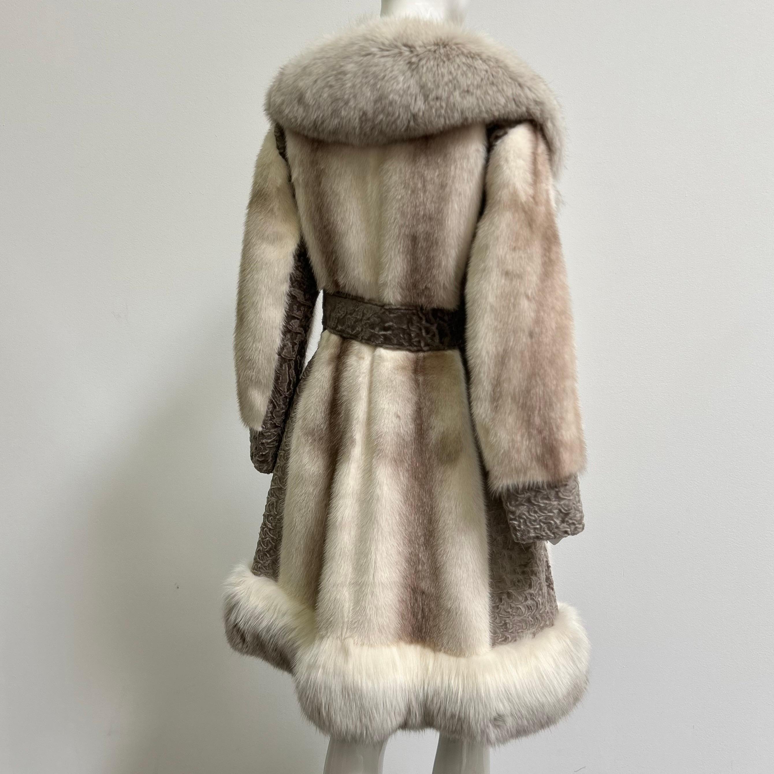Vintage 1970s Cross Mink, Broadtail Lamb + Fox Fur Coat 5