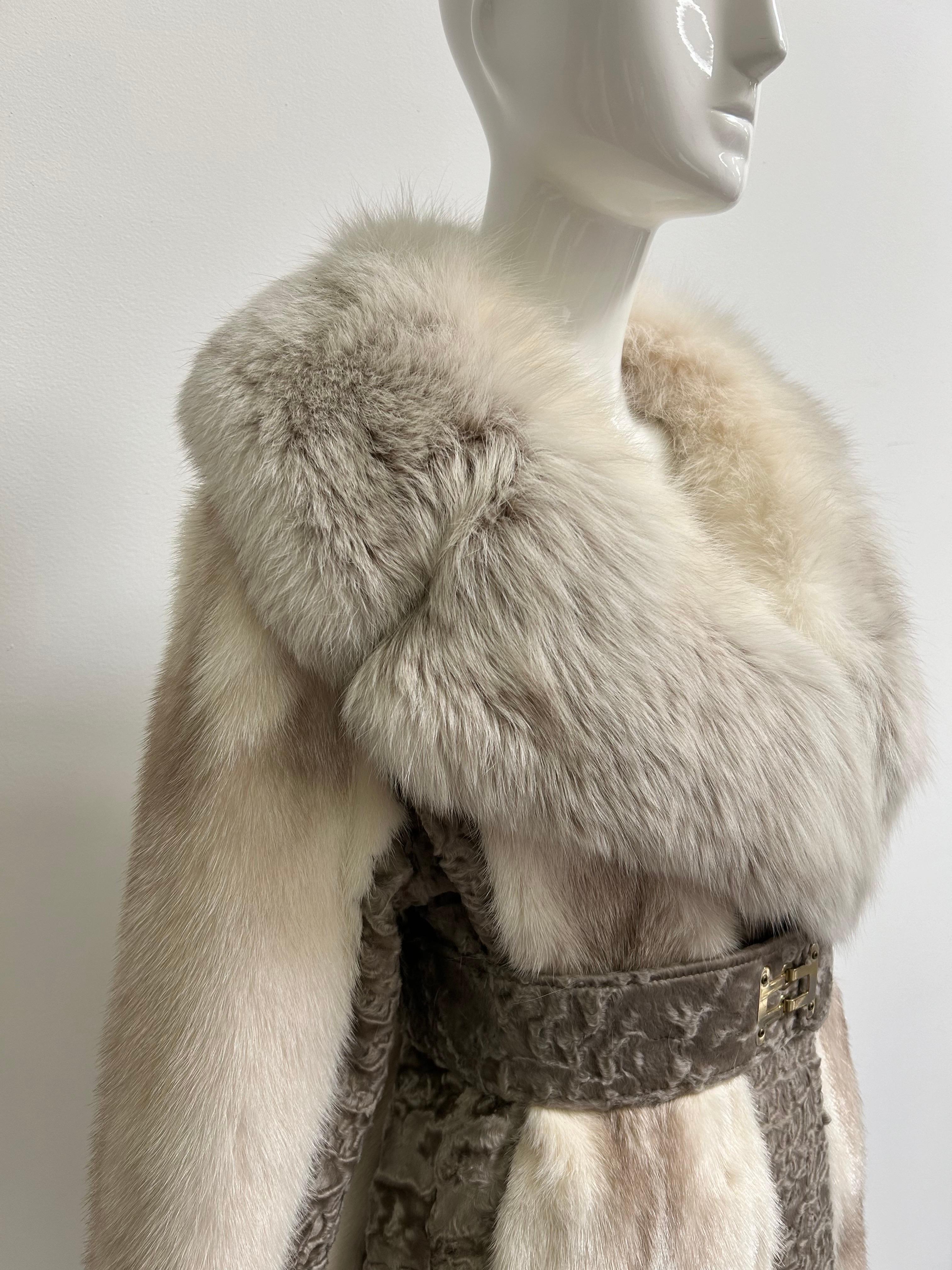 Vintage 1970s Cross Mink, Broadtail Lamb + Fox Fur Coat 2