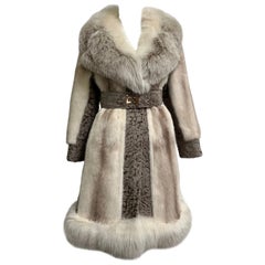 Vintage 1970s Cross Mink, Broadtail Lamb + Fox Fur Coat