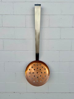 Vintage 1970s Curtis Jeré Giant Stainless & Copper Strainer Utensil Sculpture