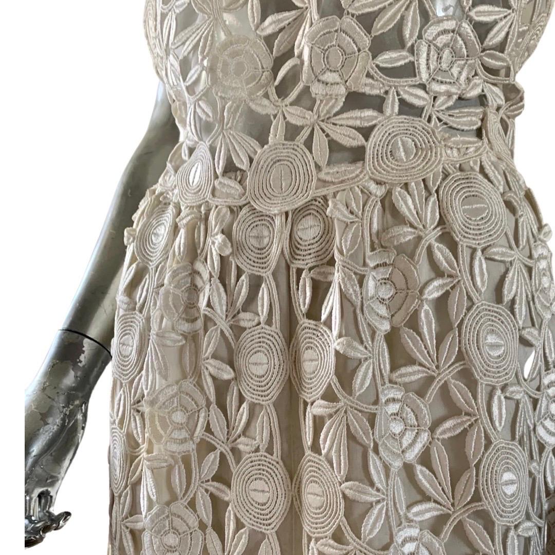Vestido de encaje de guipur blanco a medida vintage de los años 70 talla 6 3