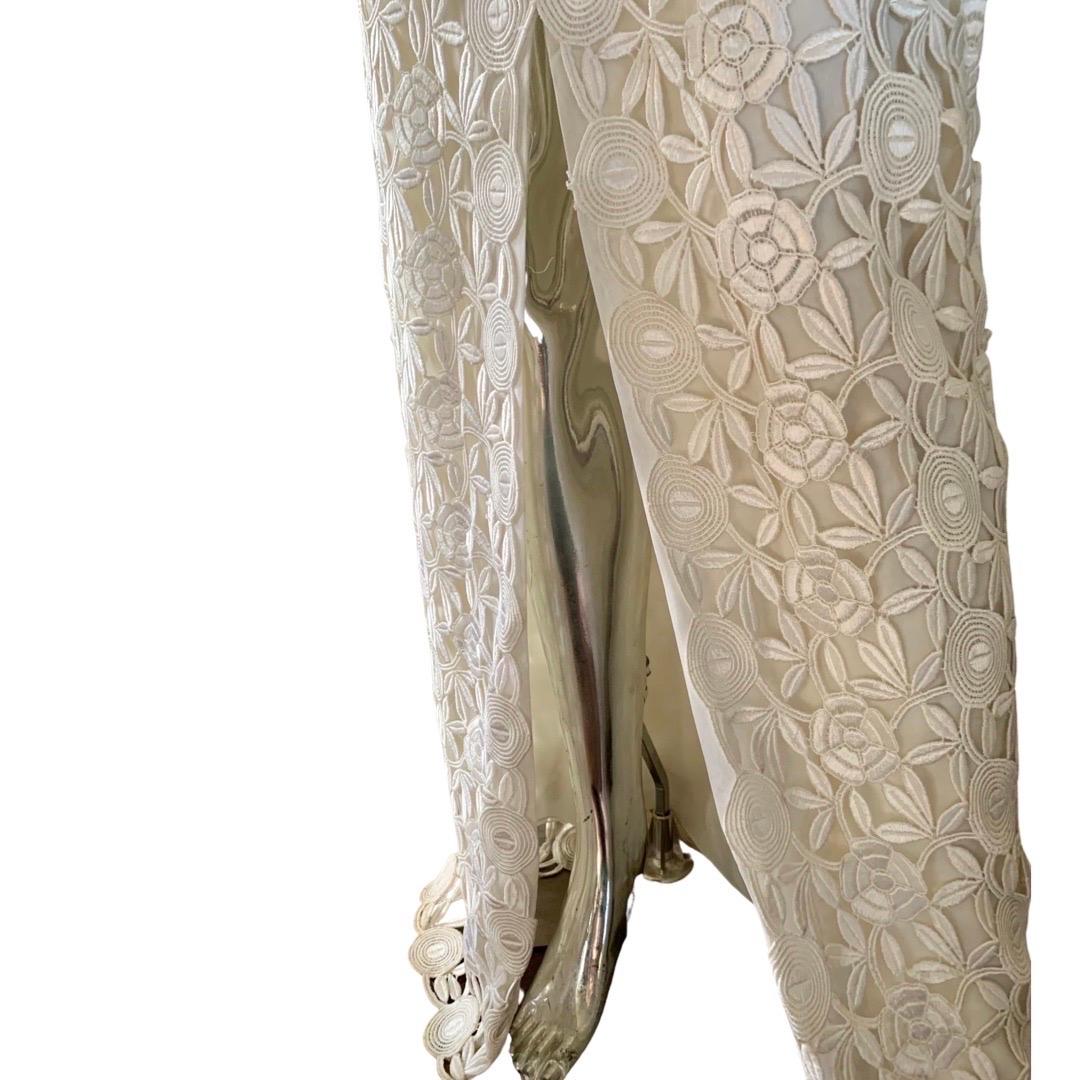 Vestido de encaje de guipur blanco a medida vintage de los años 70 talla 6 Gris