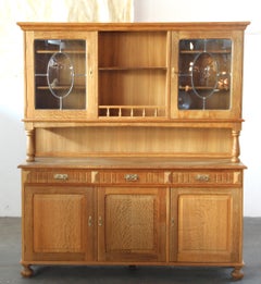 Vintage 1970s Danish Brutalist Light Oak Dining Cabinet, Henning Kjærnulf style