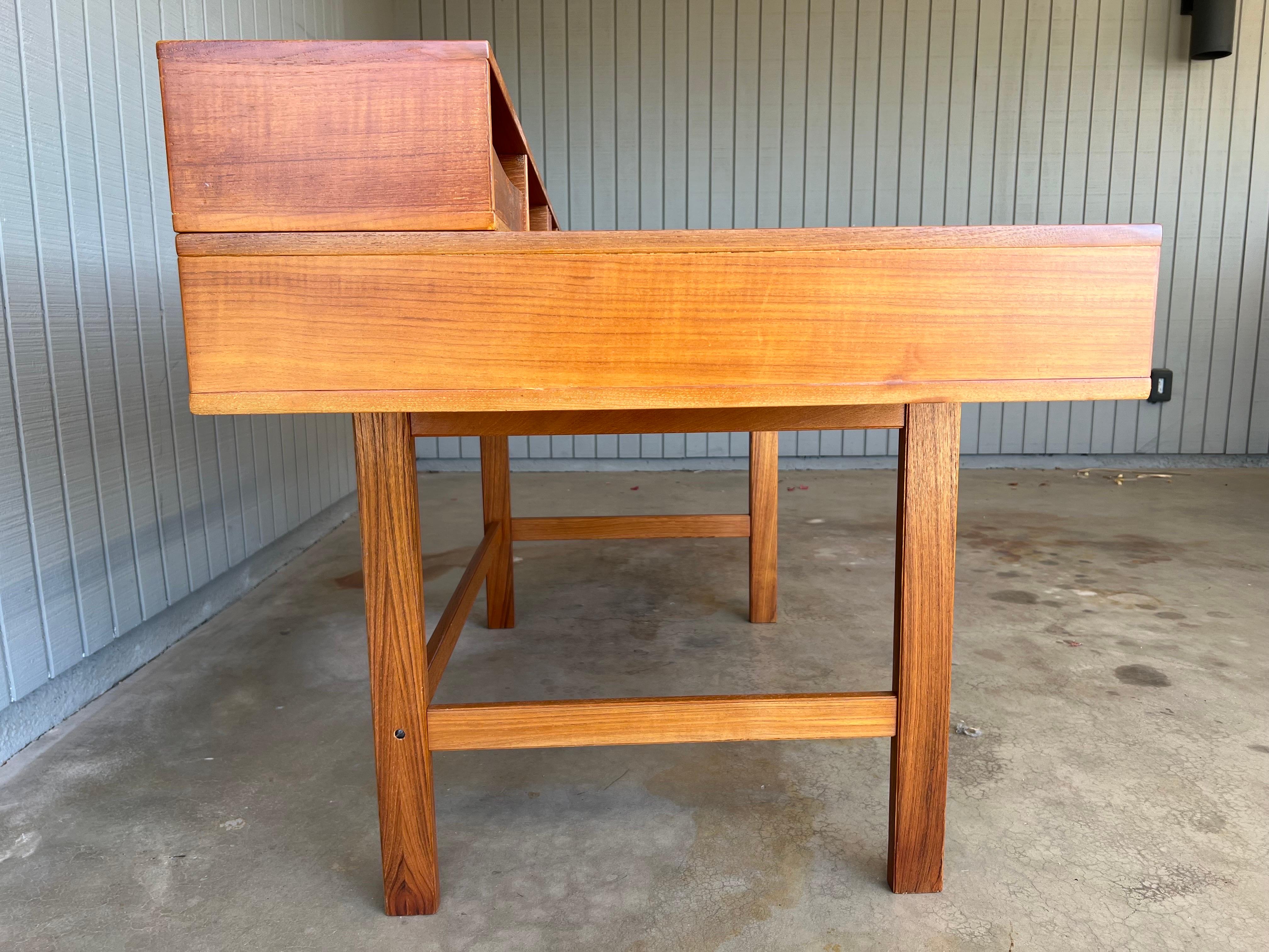 Vintage 1970s Danish Mid Century Modern Teak Wood Lovig Desk For Sale 7