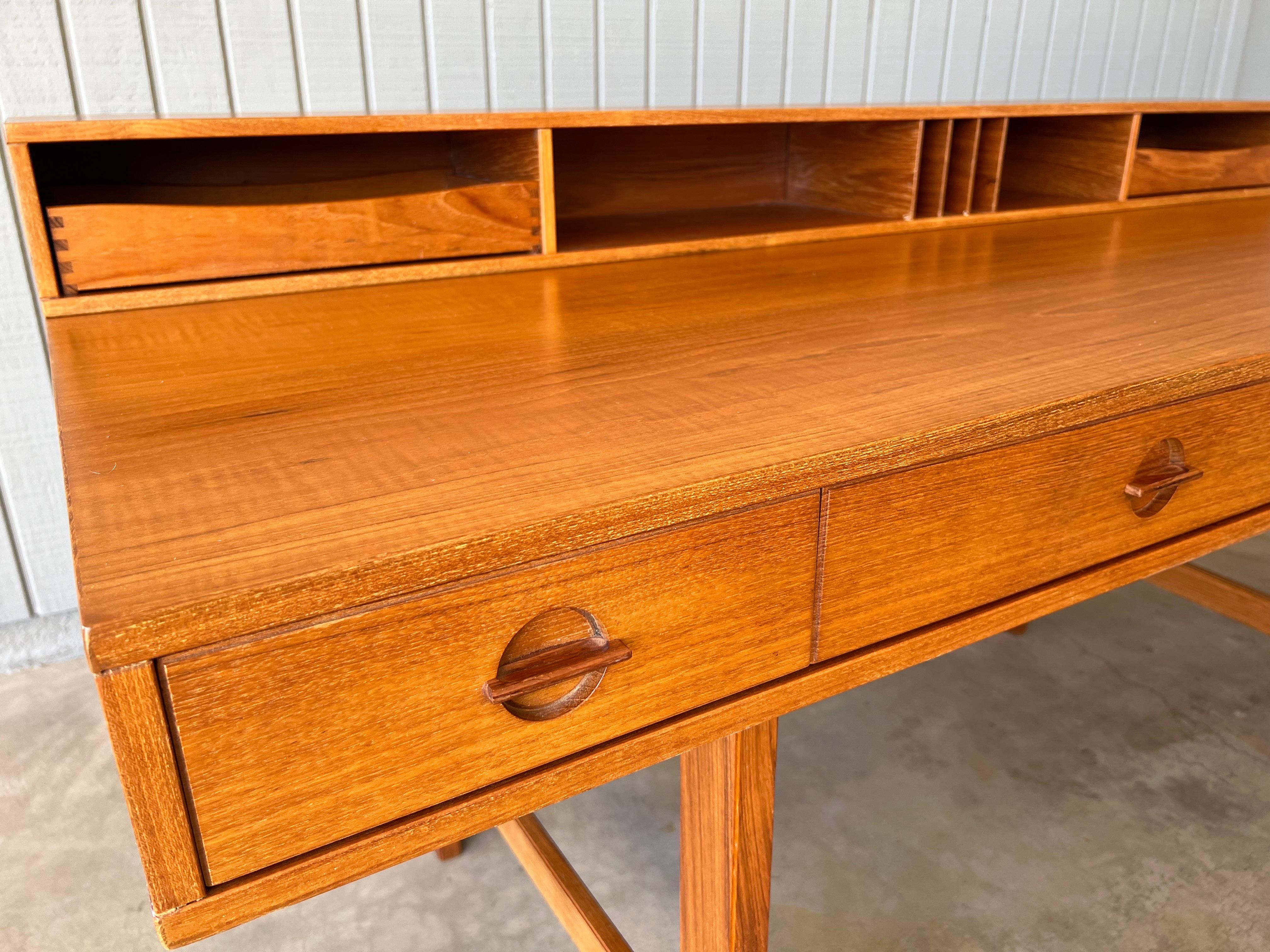 Vintage 1970s Danish Mid Century Modern Teak Wood Lovig Desk For Sale 9