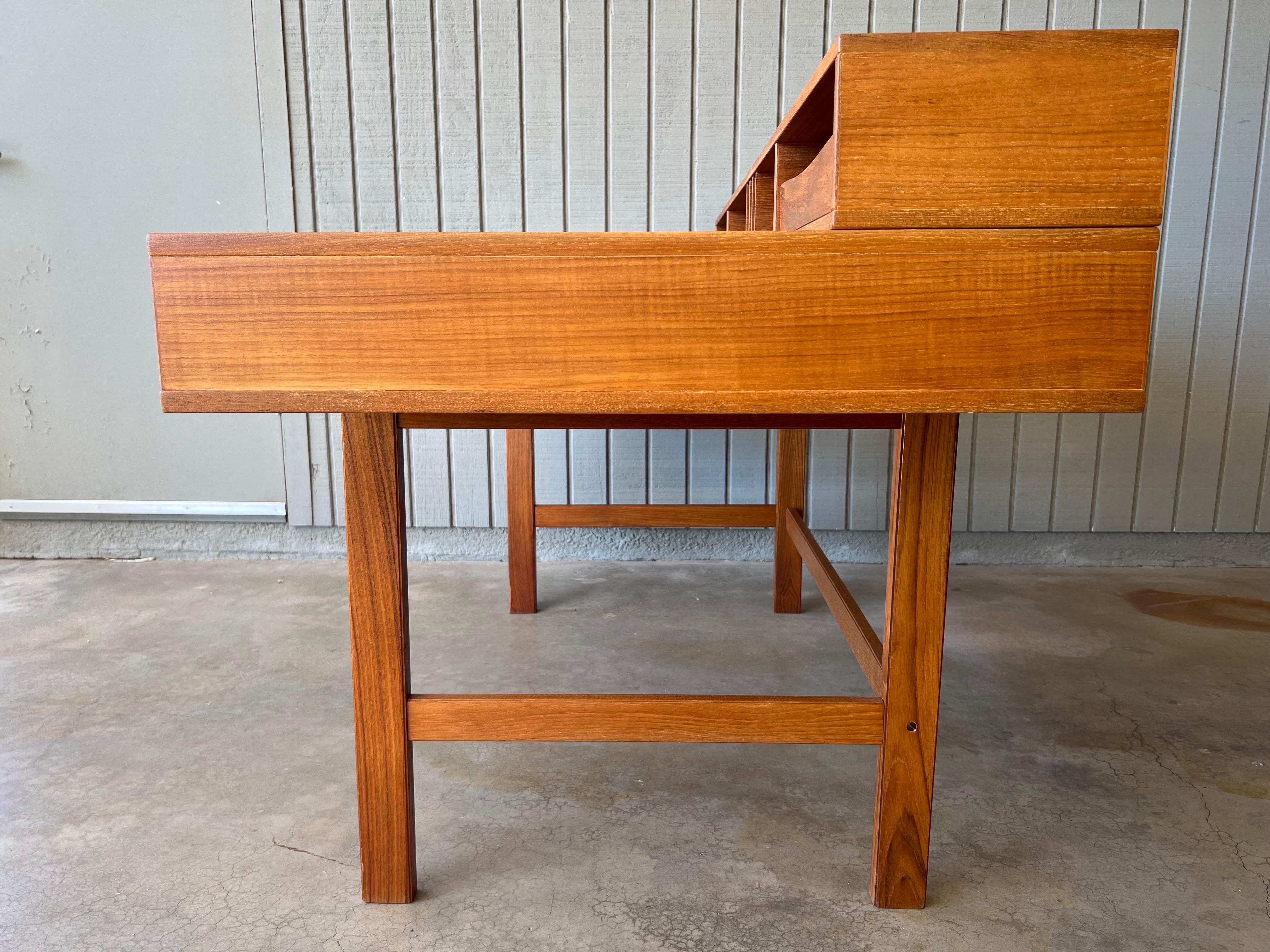Vintage 1970s Danish Mid Century Modern Teak Wood Lovig Desk For Sale 12