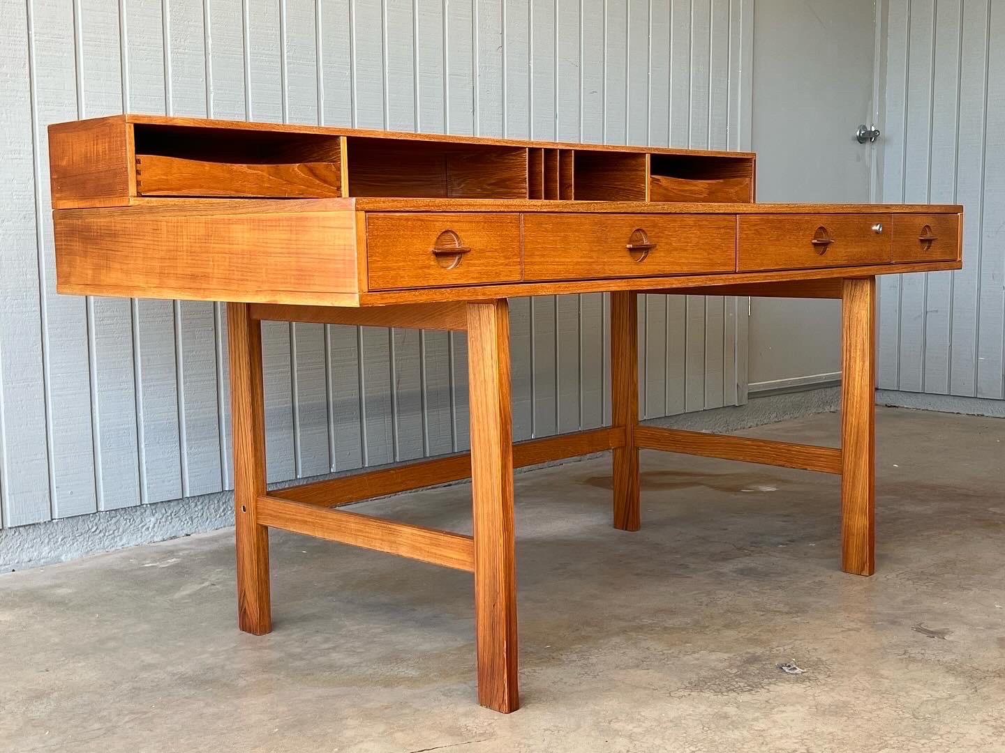Mid-Century Modern Vintage 1970s Danish Mid Century Modern Teak Wood Lovig Desk For Sale