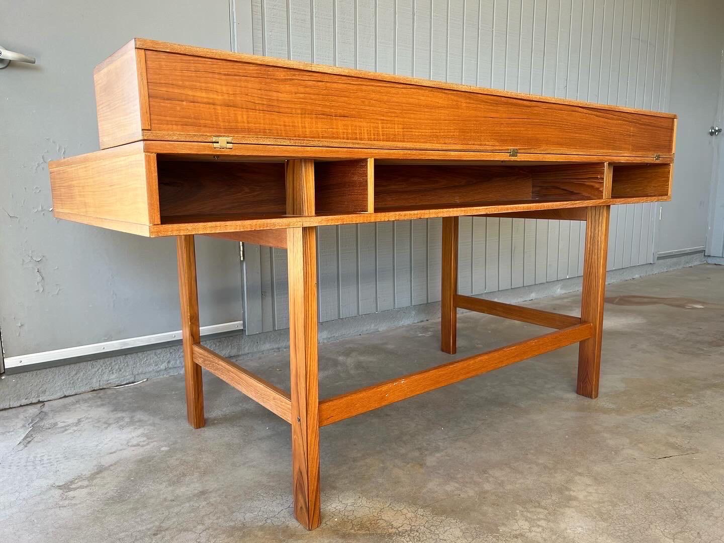 Vintage 1970s Danish Mid Century Modern Teak Wood Lovig Desk For Sale 2