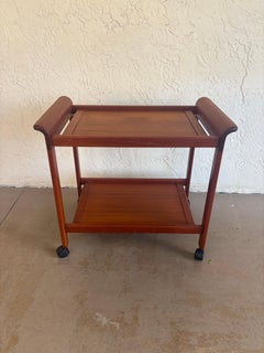 Vintage 1970s Danish Modern Solid Teak Bar Cart