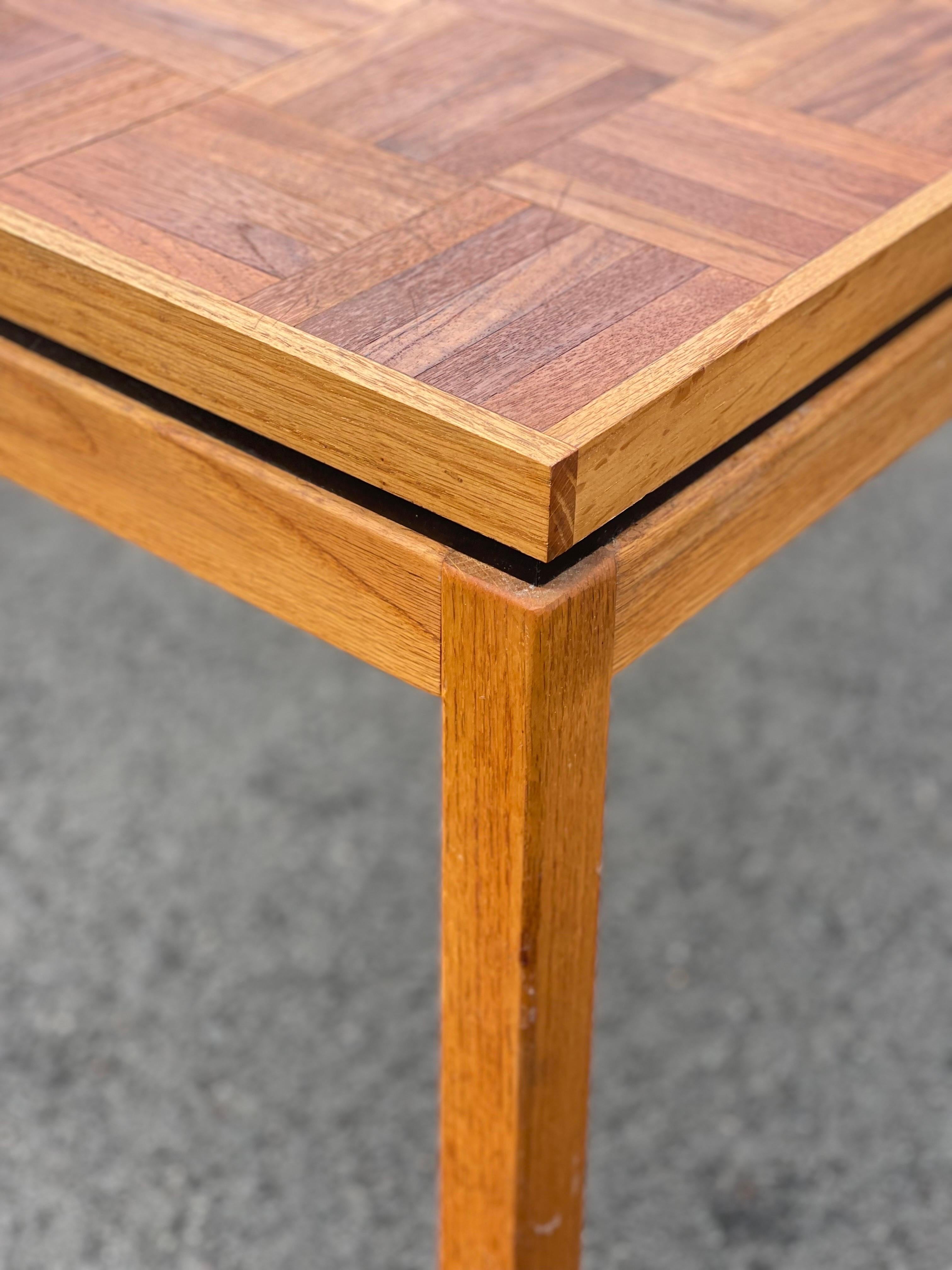 Vintage 1970s Danish Checkered Teak Side Tables  In Good Condition For Sale In Los Angeles, CA