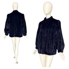 Vintage 1970s Dark Midnight Blue Majestic Canadian Mink Fur Jacket