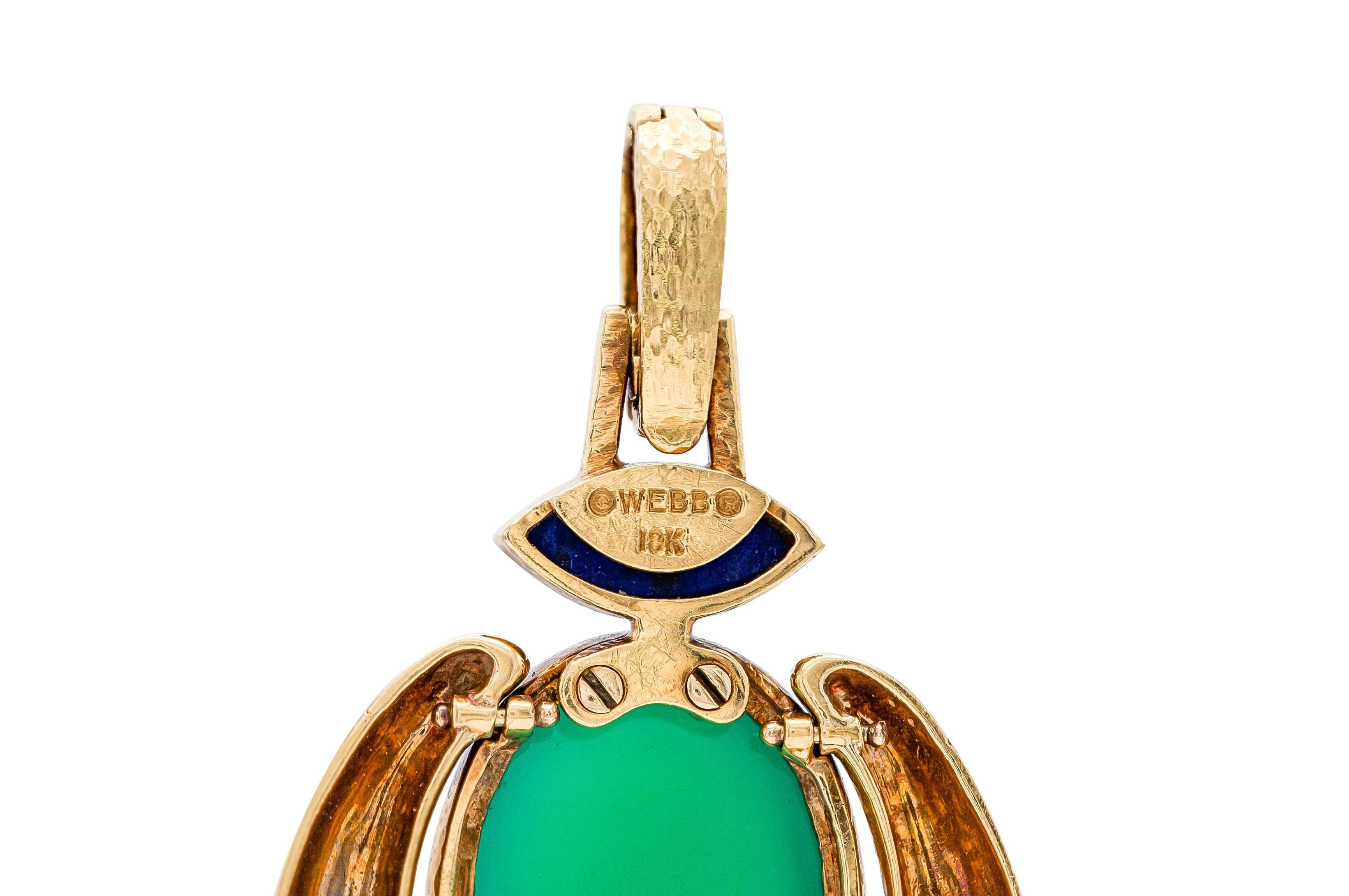 Ciondolo in crisoprasio e sodalite David Webb vintage anni '70 In condizioni buone in vendita a New York, NY