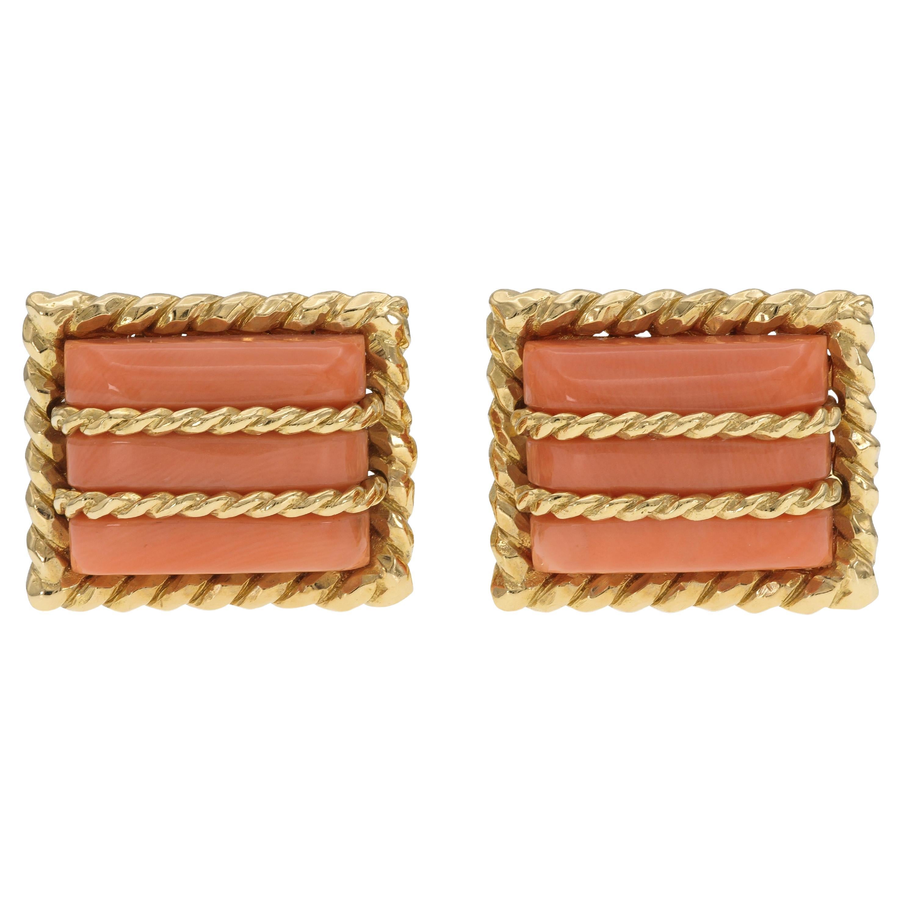 Vintage 1970s David Webb Coral Cufflinks