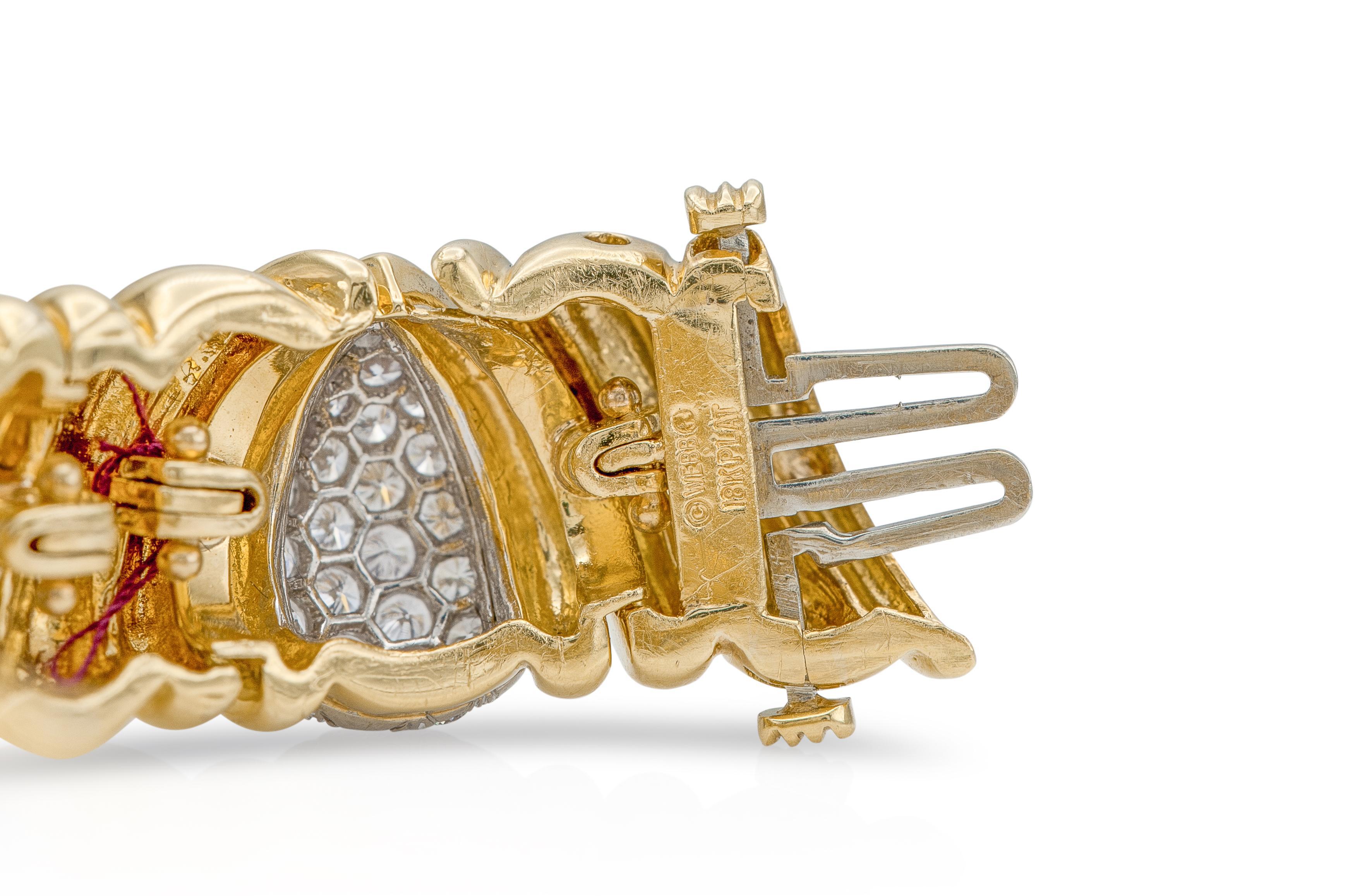 David Webb Bracelet vintage en or et diamants des années 1970 Bon état - En vente à New York, NY