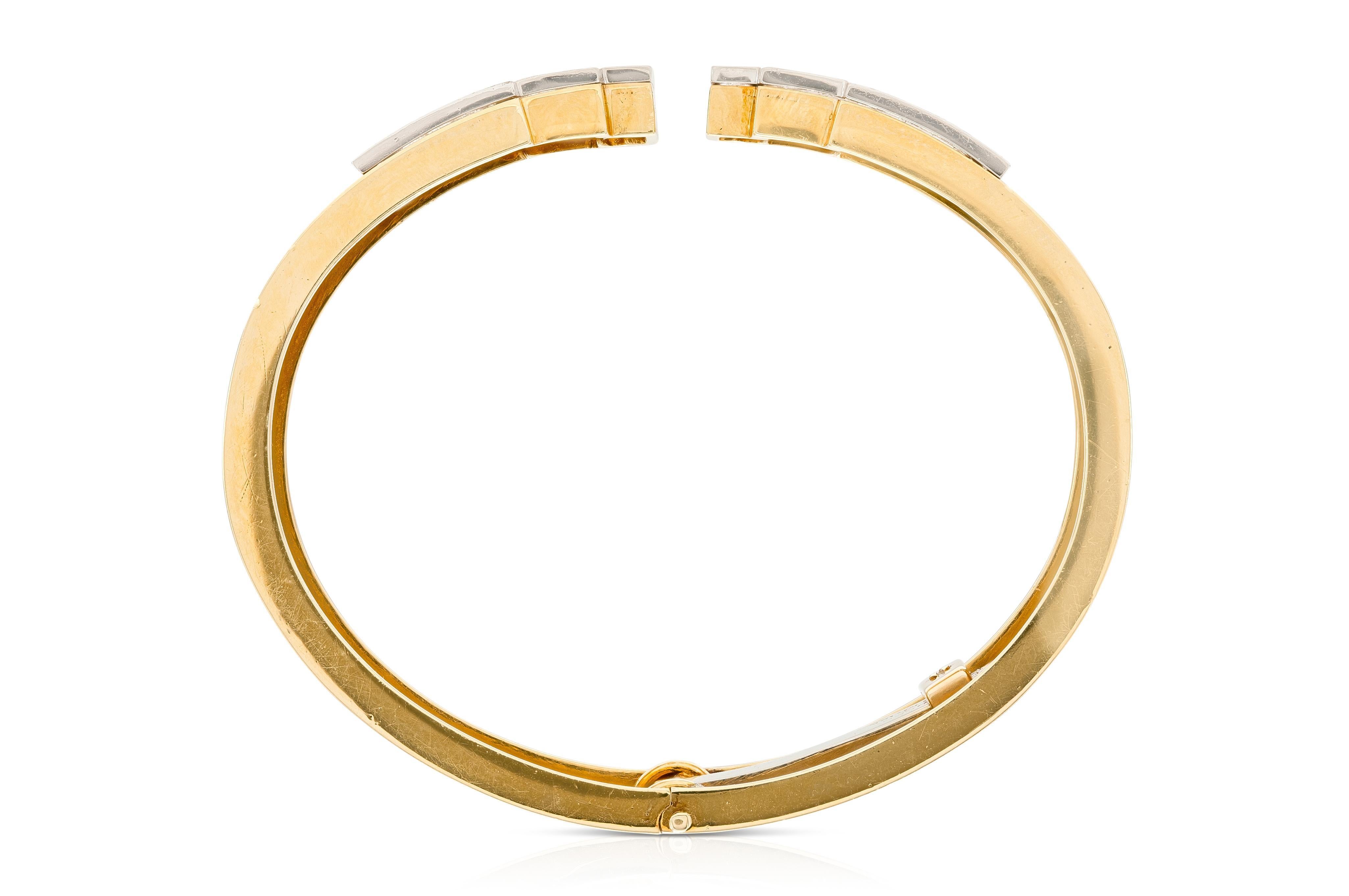 Round Cut Vintage 1970s David Webb Gold and Diamond Cuff Bracelet For Sale
