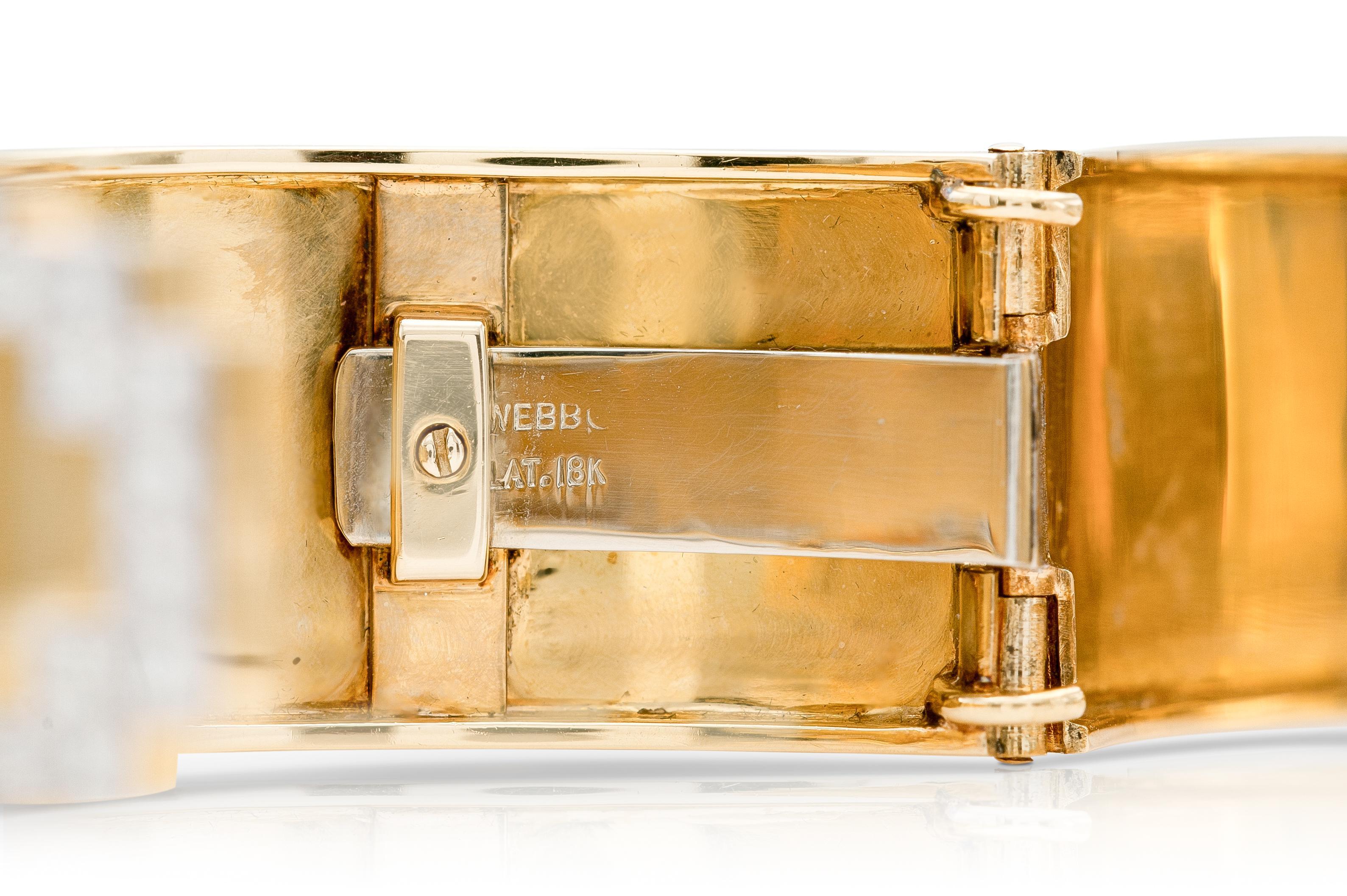 Women's Vintage 1970s David Webb Gold and Diamond Cuff Bracelet For Sale