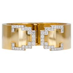 David Webb, manchette vintage en or et diamants des années 1970