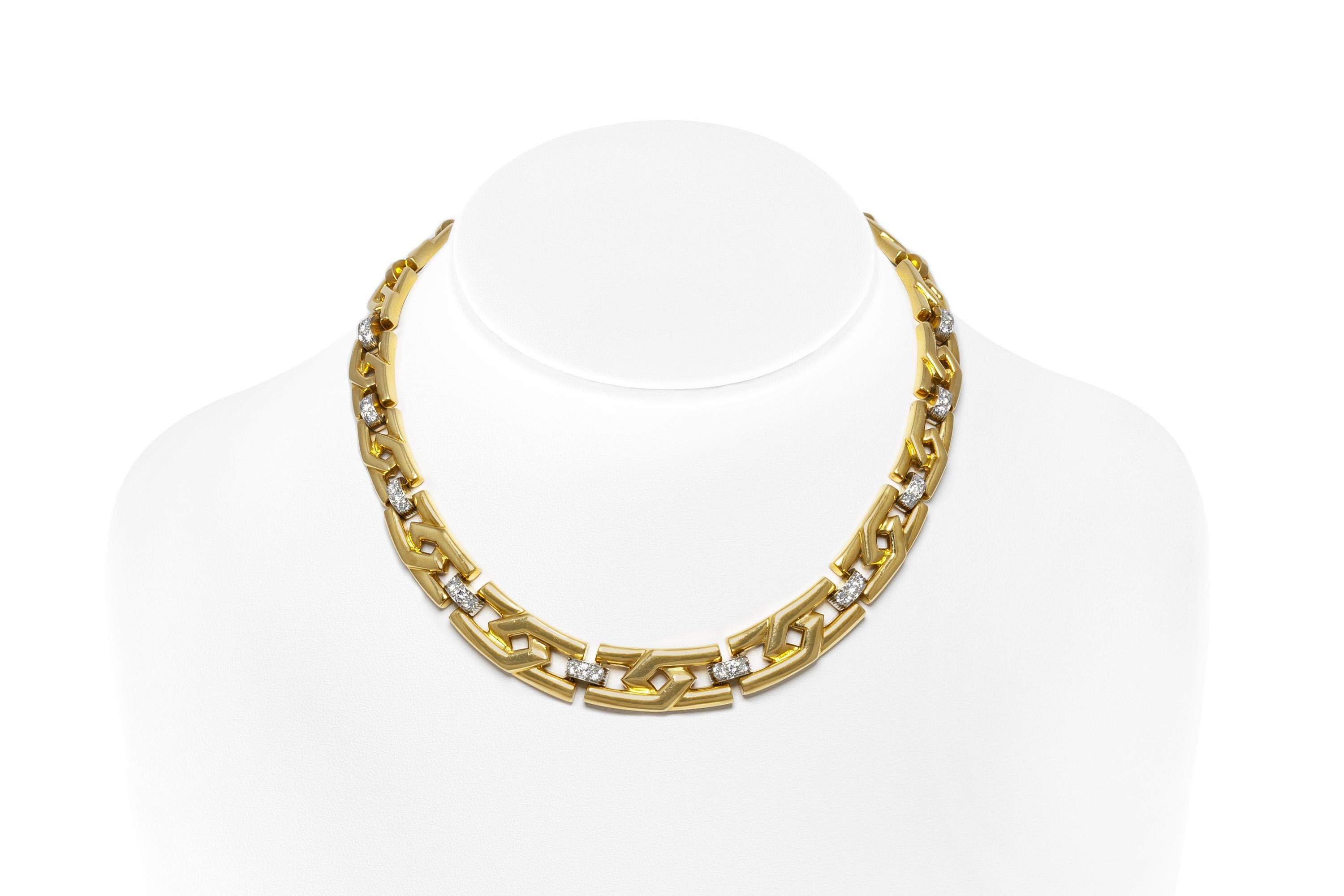 Round Cut Vintage 1970s David Webb Gold Collar Necklace with Diamonds For Sale