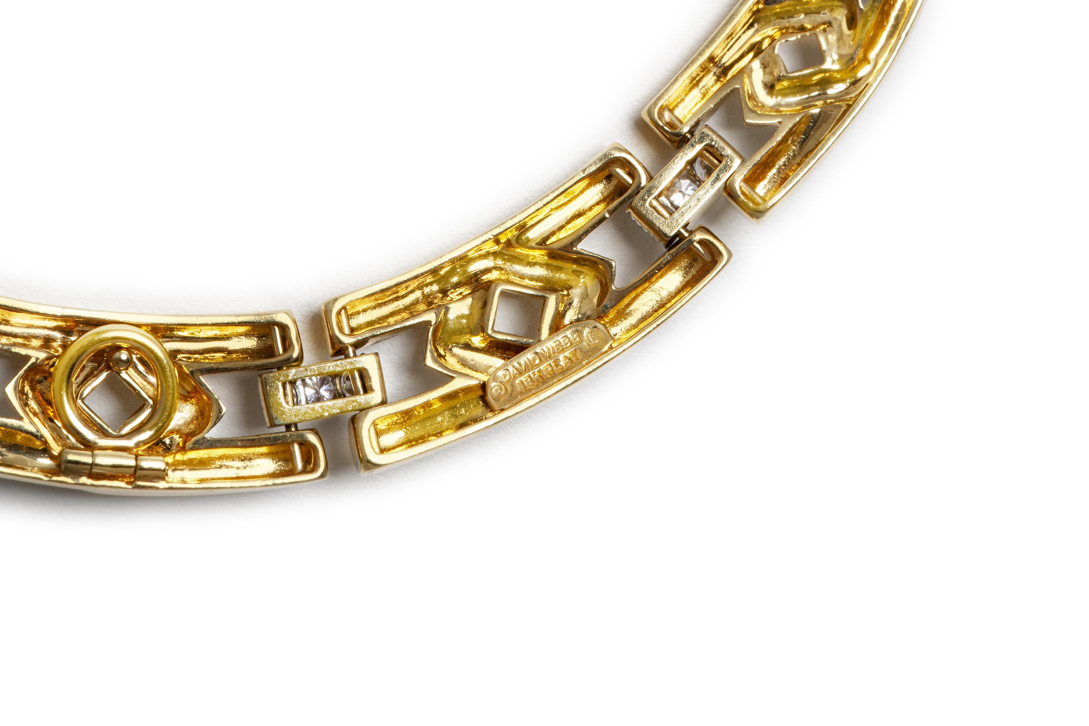 Vintage 1970s David Webb Gold Collar Necklace with Diamonds For Sale 1