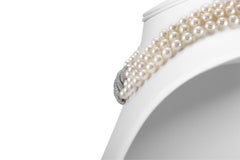 Vintage 1970s David Webb Pearl Choker with Diamonds