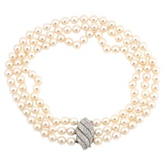 David Webb Vintage 1970er Jahre Perlen-Choker mit Diamanten